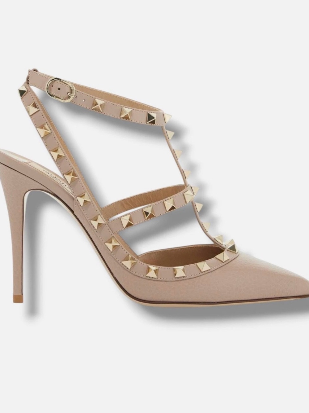 Valentino Garavani Rockstud Pointed-Toe Strappy Pump - Nude EUR 38.5